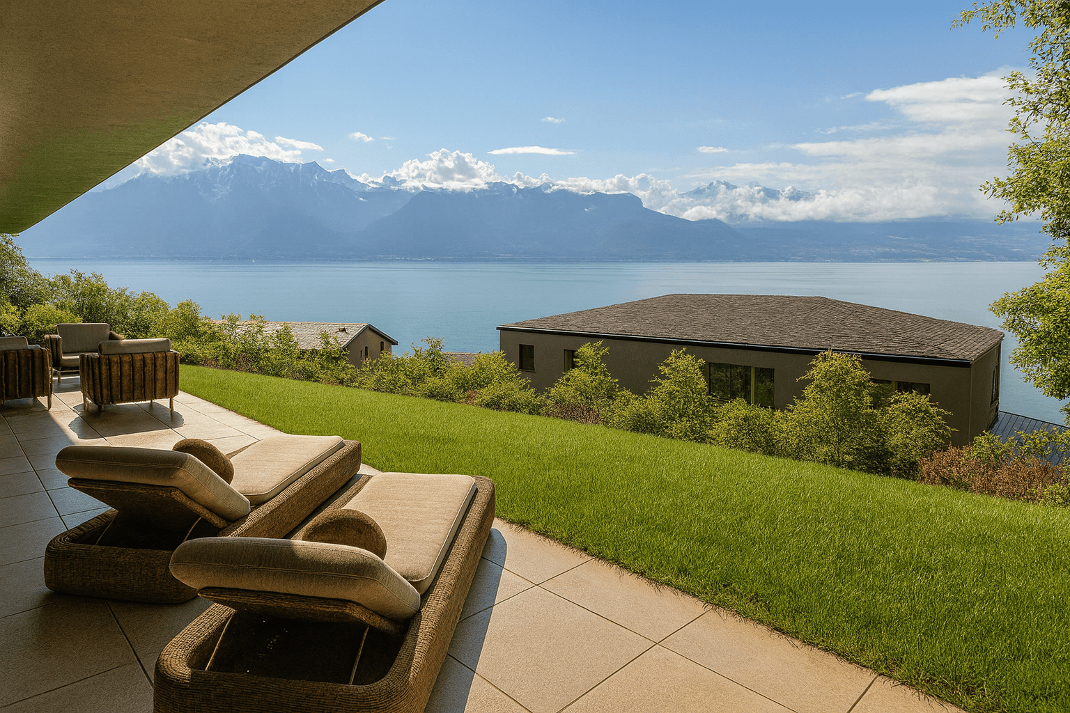 Villa D - Terrasse avec vue lac
